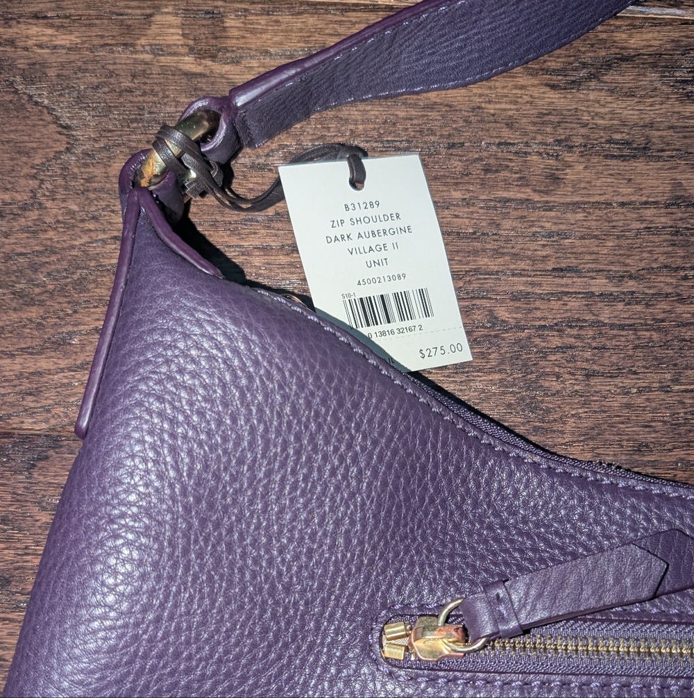 NWT Cole Haan Zip Should Bag In Dark Aubergine Purple - Picture 2 of 8